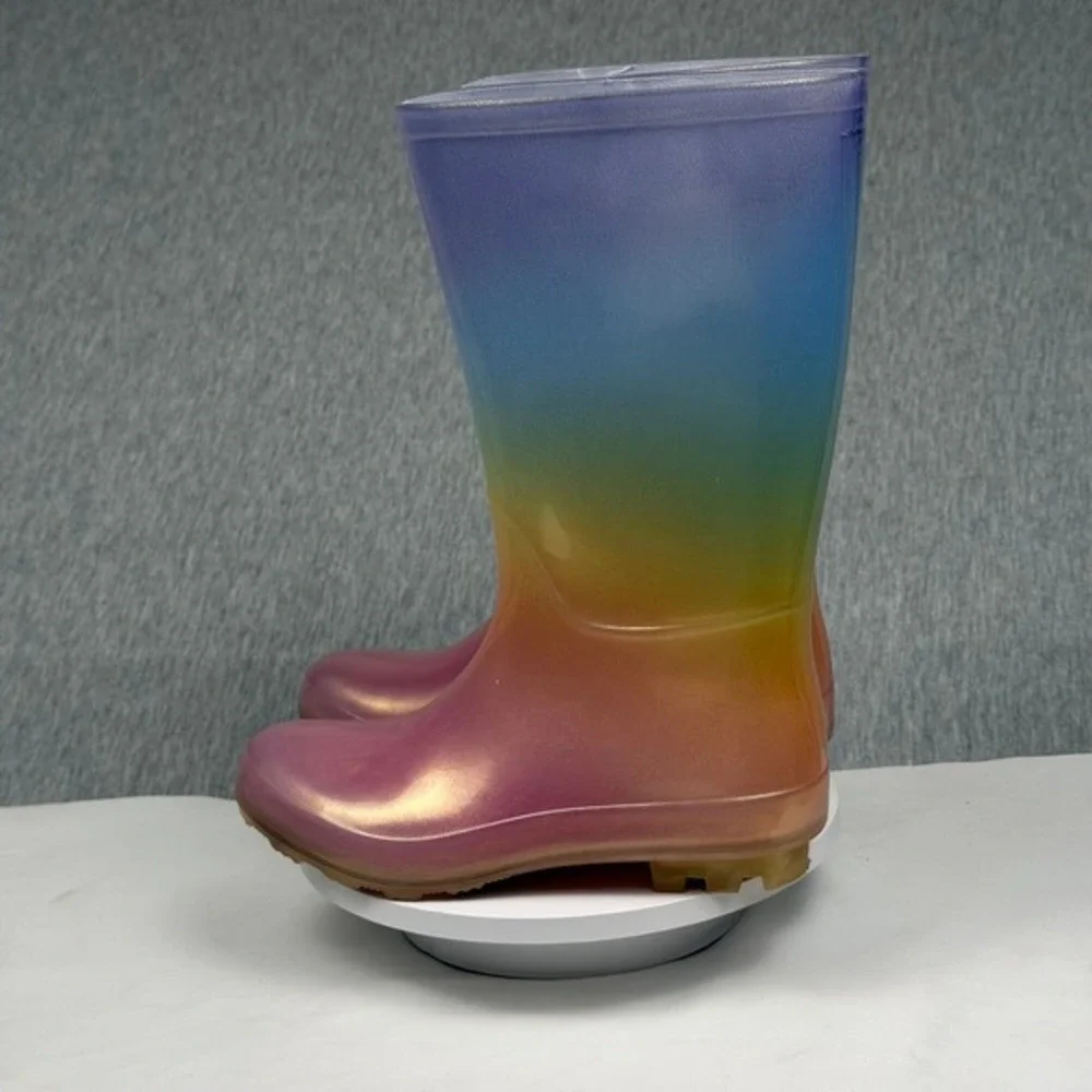 Target Kids Rainbow Ombre Rain‎ Boots Pink Purple Shimmer Size 2 093094184